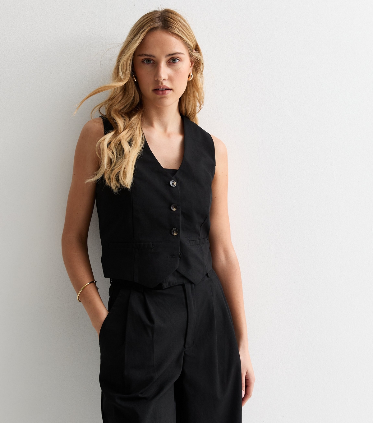 Women's Black Waistcoat Gini London New Look