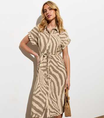 JDY Off White Zebra Print Shirt Midi Dress