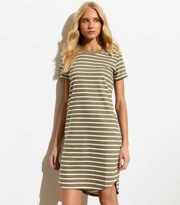 JDY Green Stripe Short-Sleeve Jersey T-shirt Dress