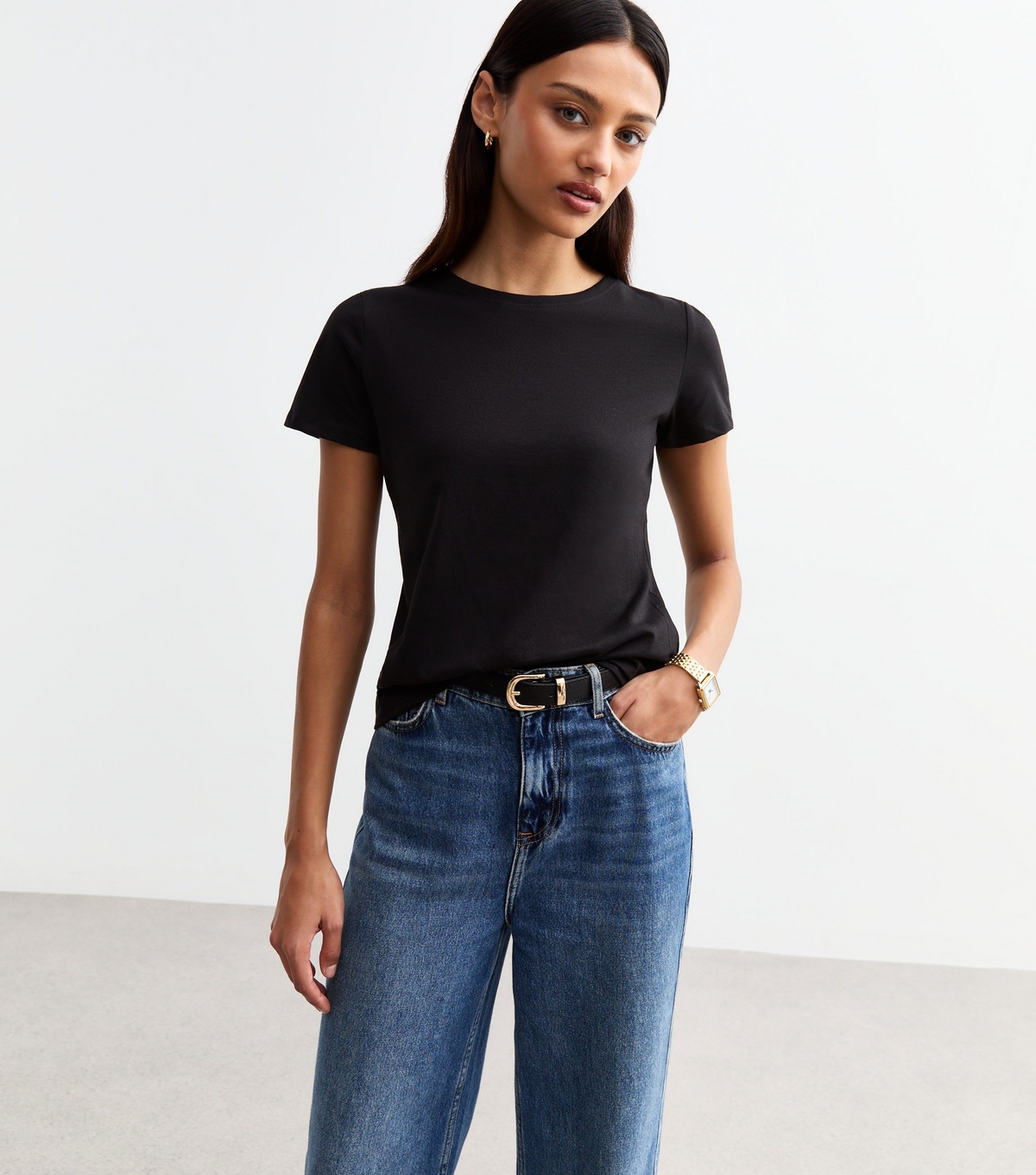 Women's Black Crew Neck Slim Fit T-Shirt New Look