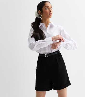 Girls Black Belted School Shorts