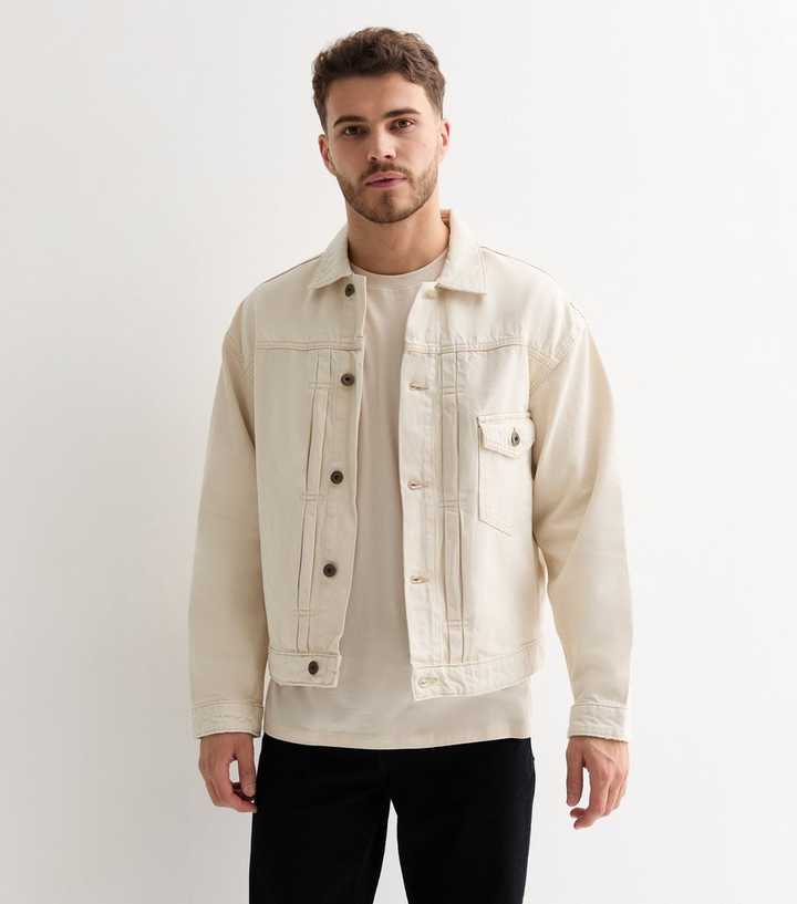 Jack & Jones Off White Relaxed Denim Jacket