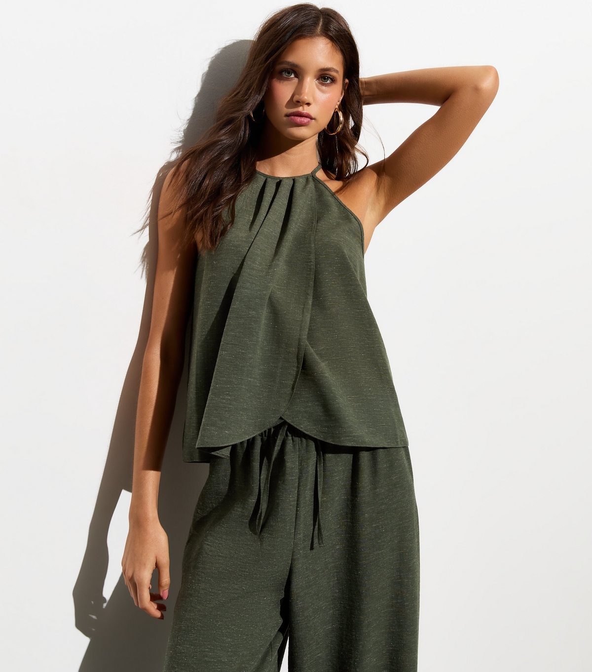 Women's Khaki Wrap Front Cami New Look