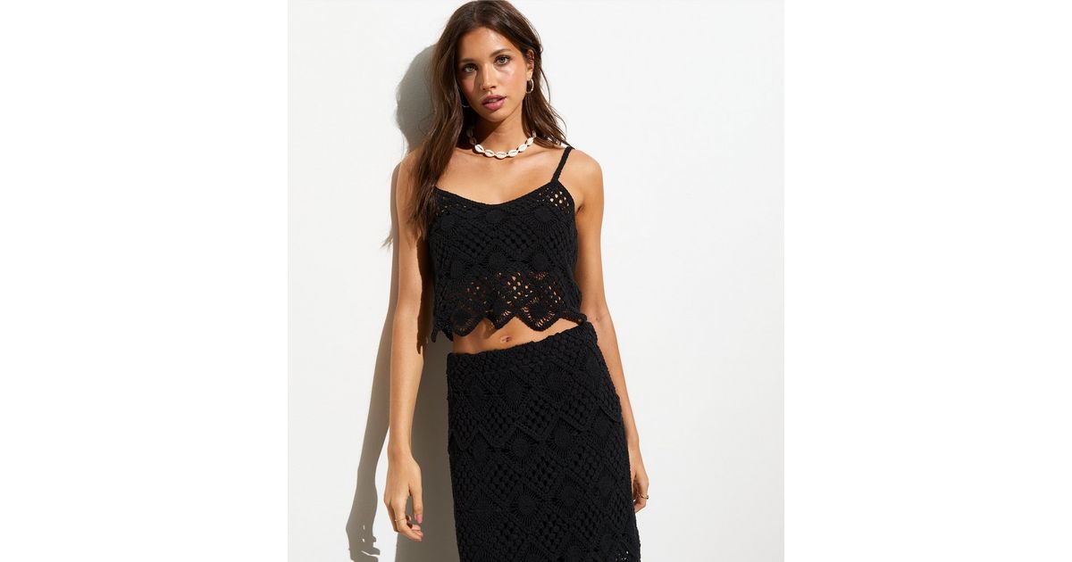 HYFVE Scoop Neck Cropped Crochet Cover Up Cami