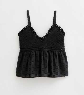 Petite Black Crochet Cami Top 