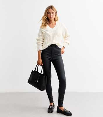 Black Coated Lift & Shape Skinny Jeans