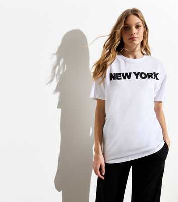 White Cotton New York Logo Oversized T-Shirt