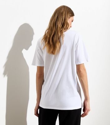 White Cotton New York Logo Oversized T-Shirt New Look