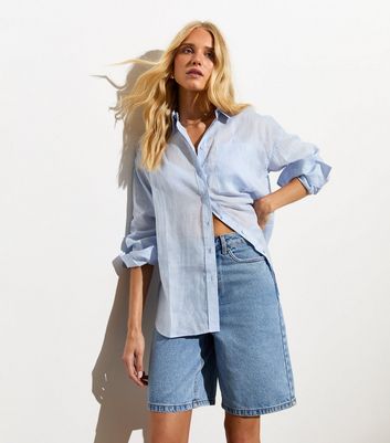 Pale Blue Oversized Shirt New Look