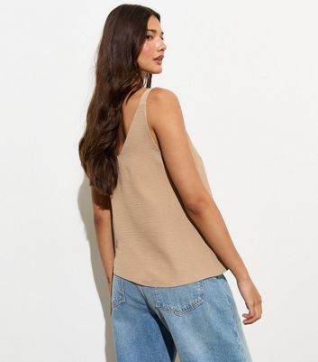 Camel Button-Through Cami Top New Look