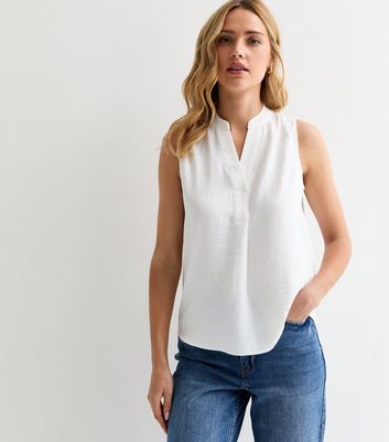 White Sleeveless Top New Look