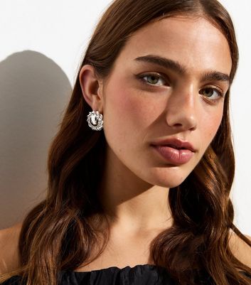 Big silver stud earrings discount