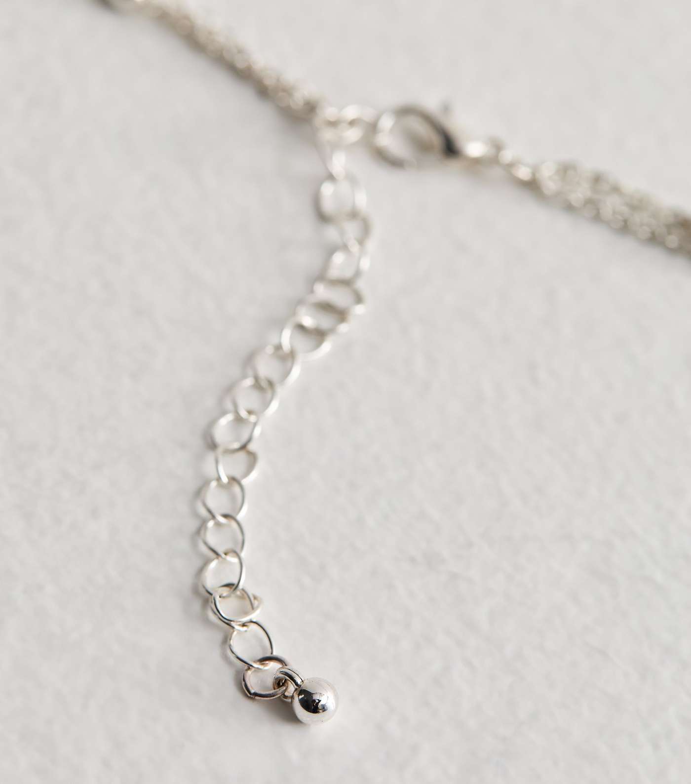 Silver Faux Pearl Layered Chain Necklace Image 5