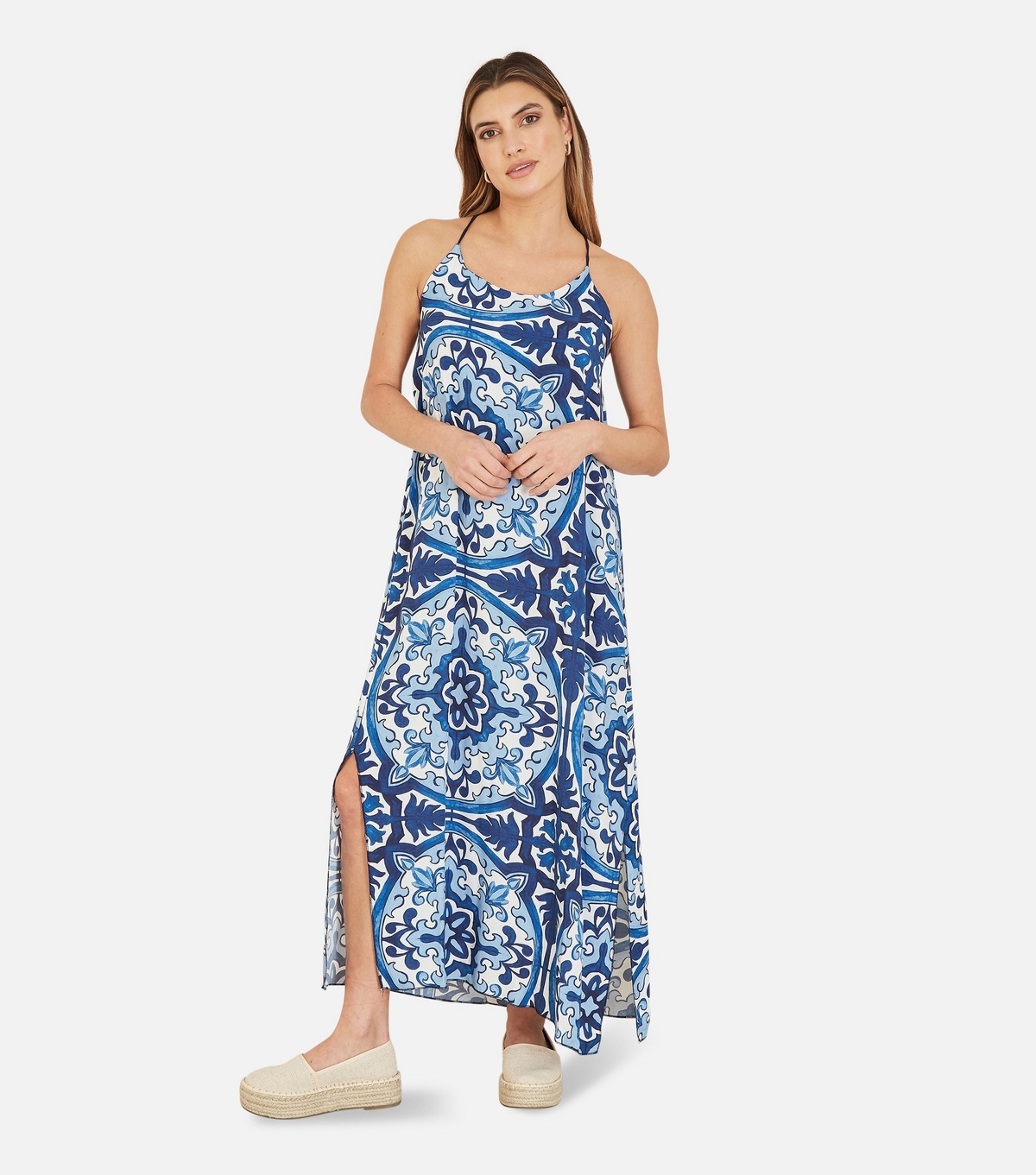 Women's Blue Crossover-Strap Maxi Dress Mela New Look