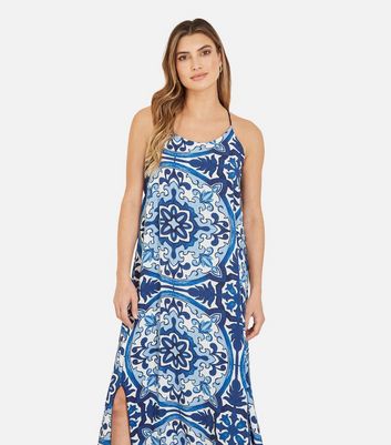 Mela Blue Crossover-Strap Maxi Dress New Look