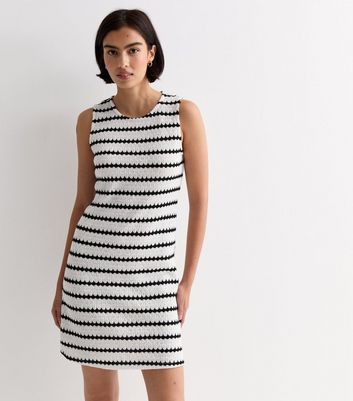 Black and white striped sleeveless dress best sale