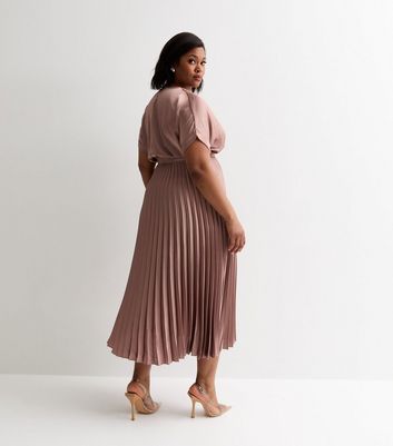 Pleated midi wrap dress hotsell