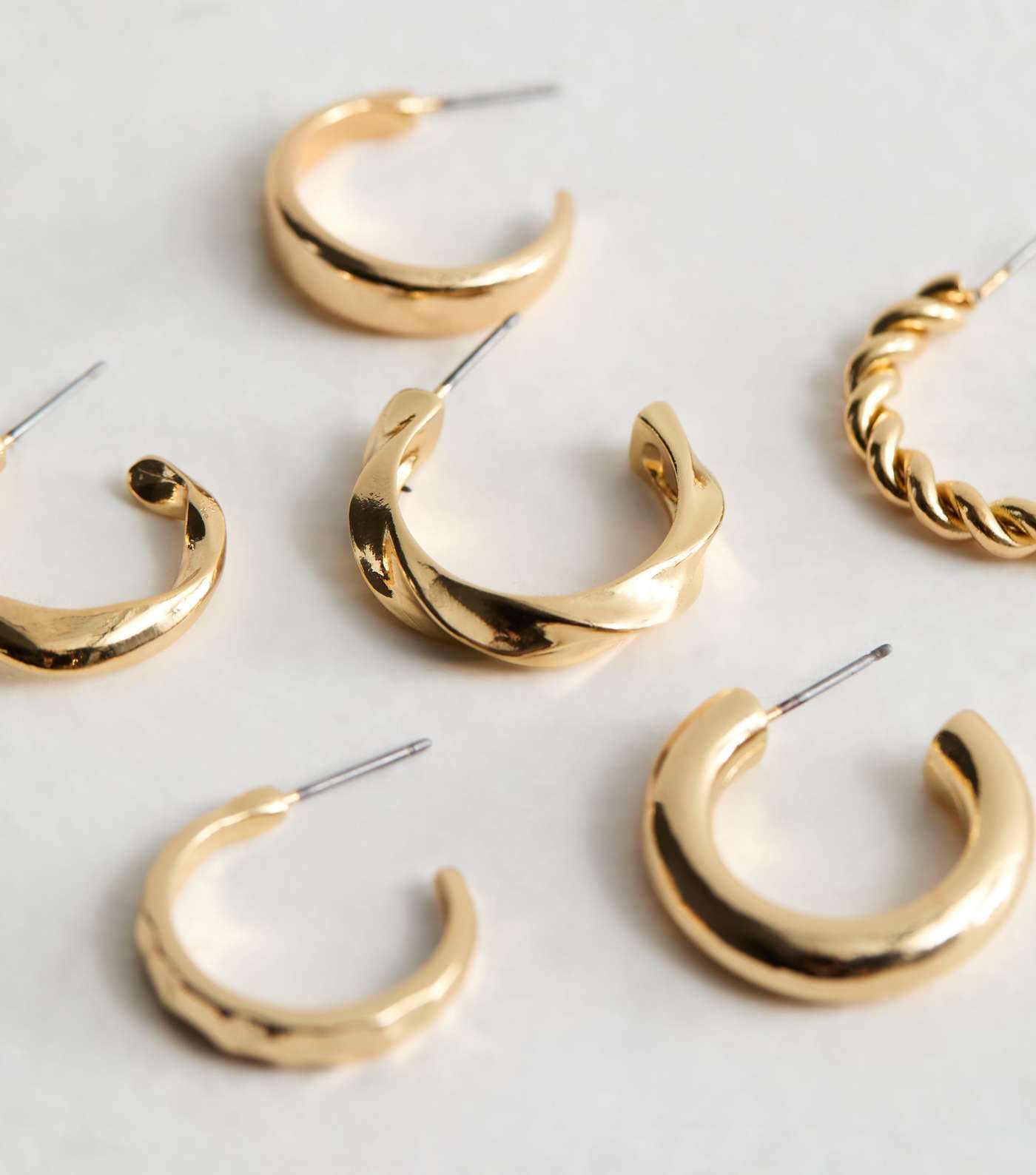 6 Pack Gold Mixed Twisted Hoop Earrings Image 4