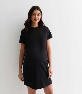 Maternity Black Mini T-Shirt Dress