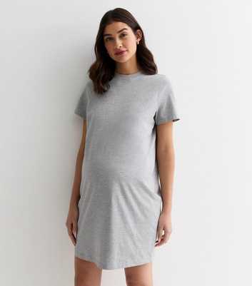 Maternity Grey Mini T-Shirt Dress