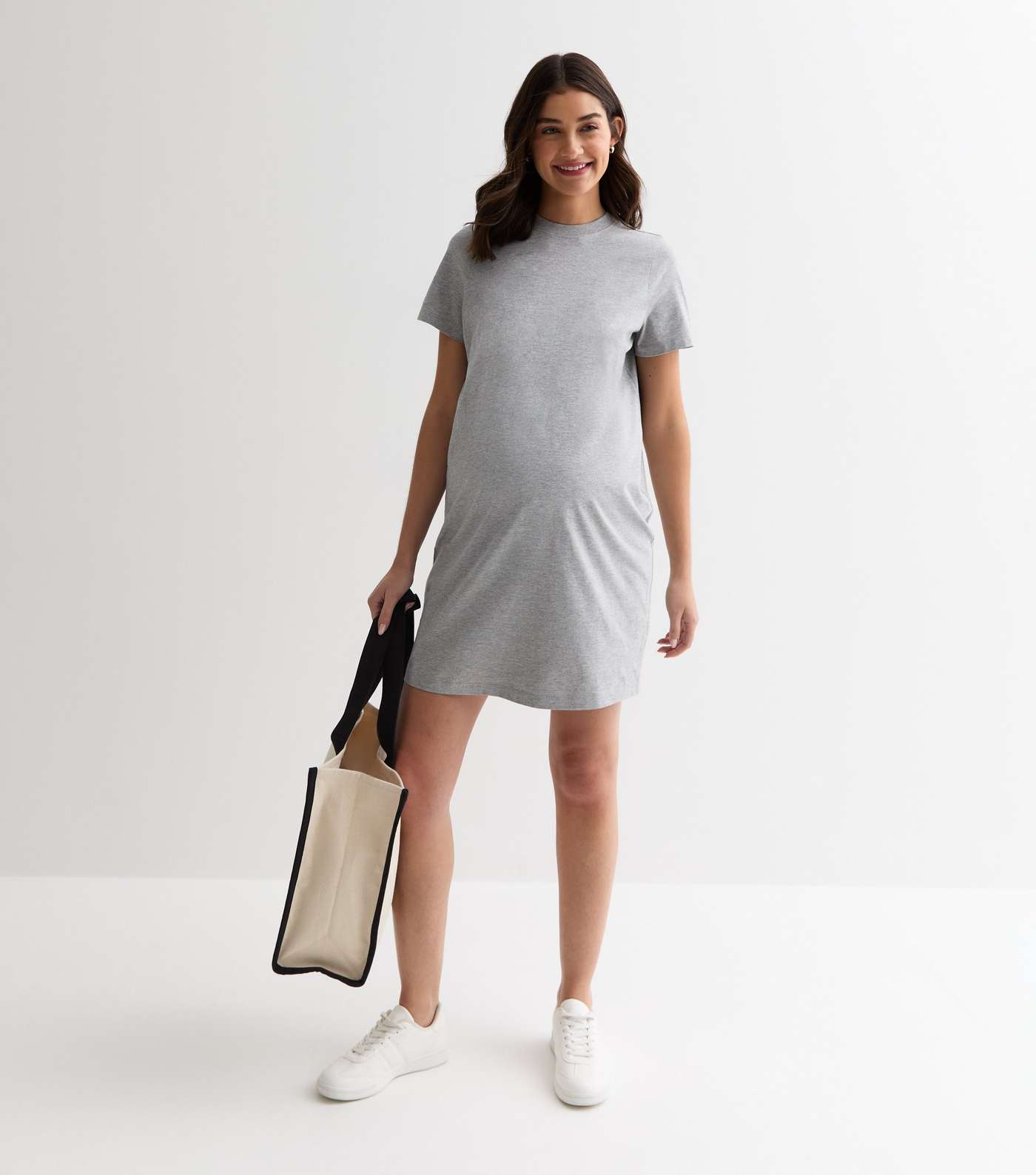 Maternity Grey Mini T-Shirt Dress Image 3