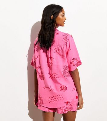 new look pink linen shirt