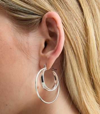 Silver-Tone Double-Layered Hoop Earrings