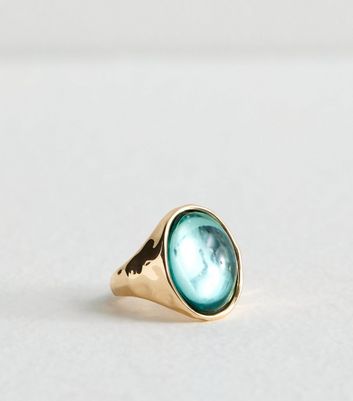 Turquoise Round Chunky Ring New Look