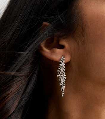 Silver Tone Diamanté Gradual Tassel Earrings