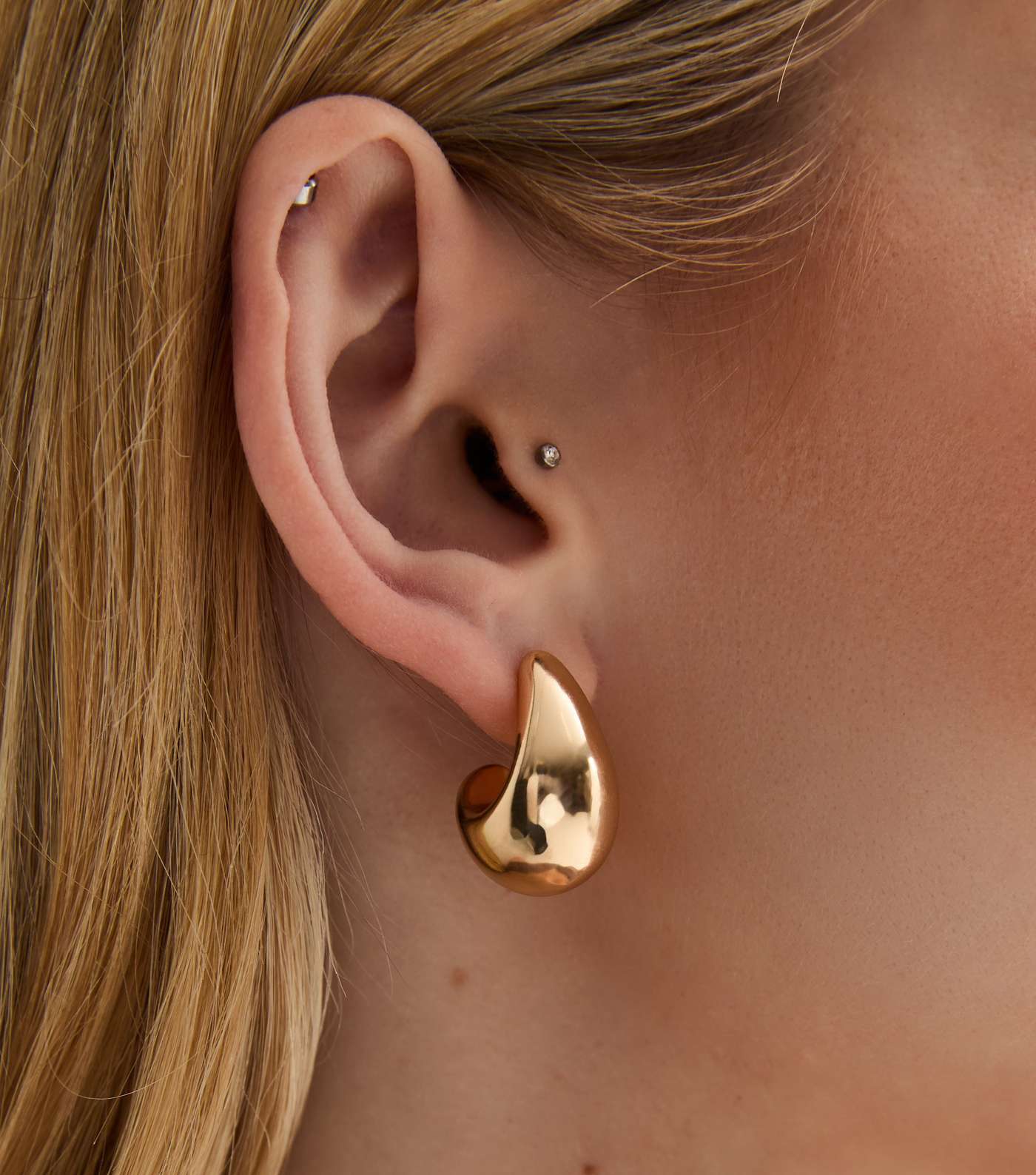 3 Pack Gold Teardrop Hoop Earrings Image 2