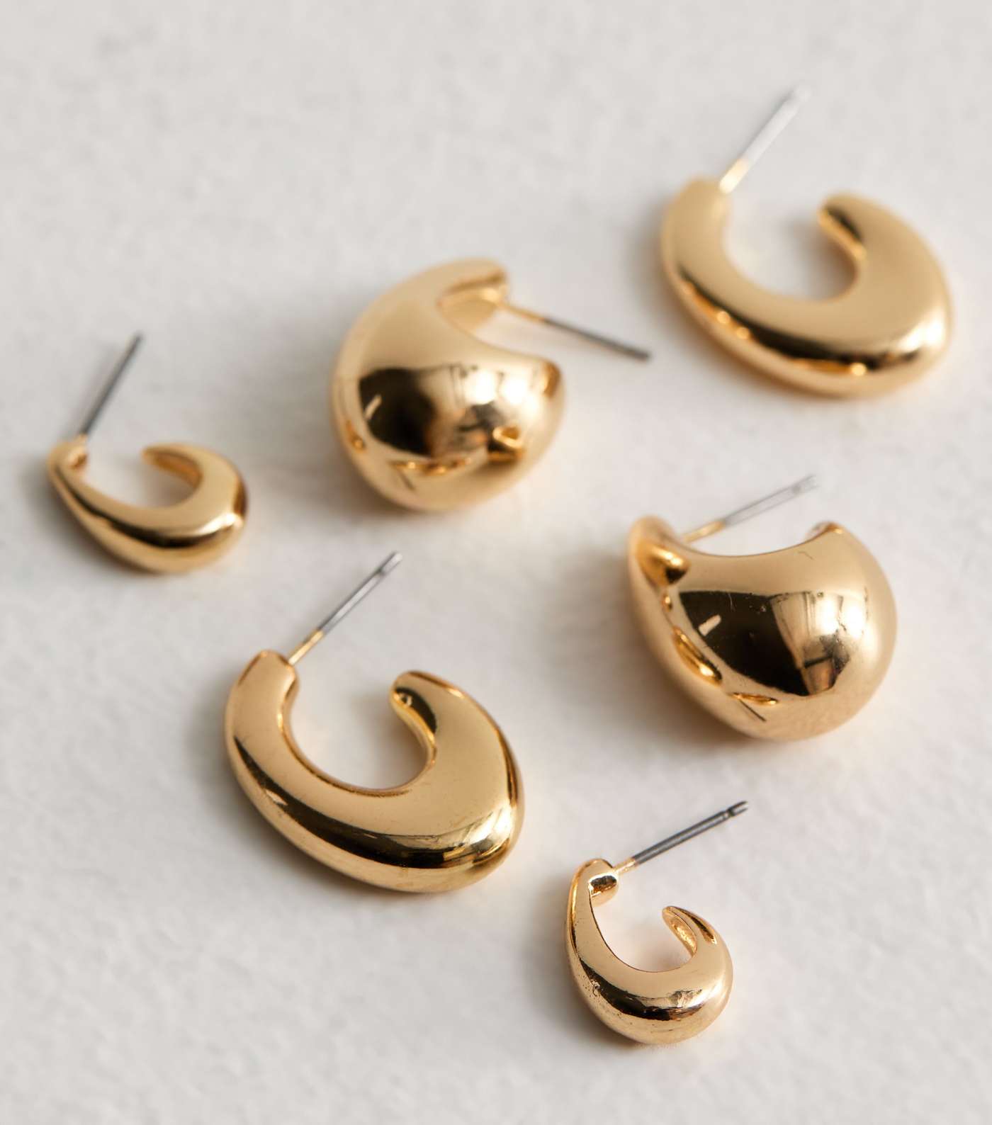 3 Pack Gold Teardrop Hoop Earrings Image 4