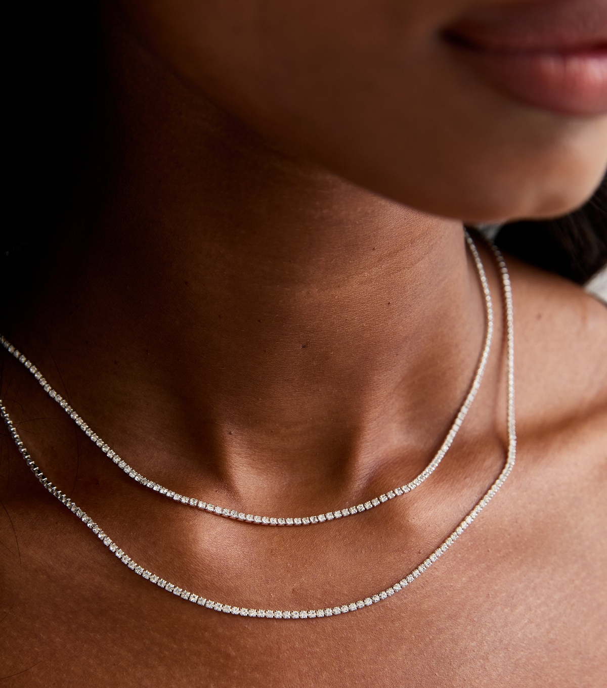 Diamante Detail Layered Necklace New Look