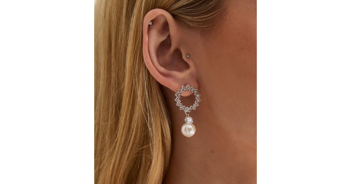 Pearl & Cubic Zirconia Eze-Eh Drop Earrings