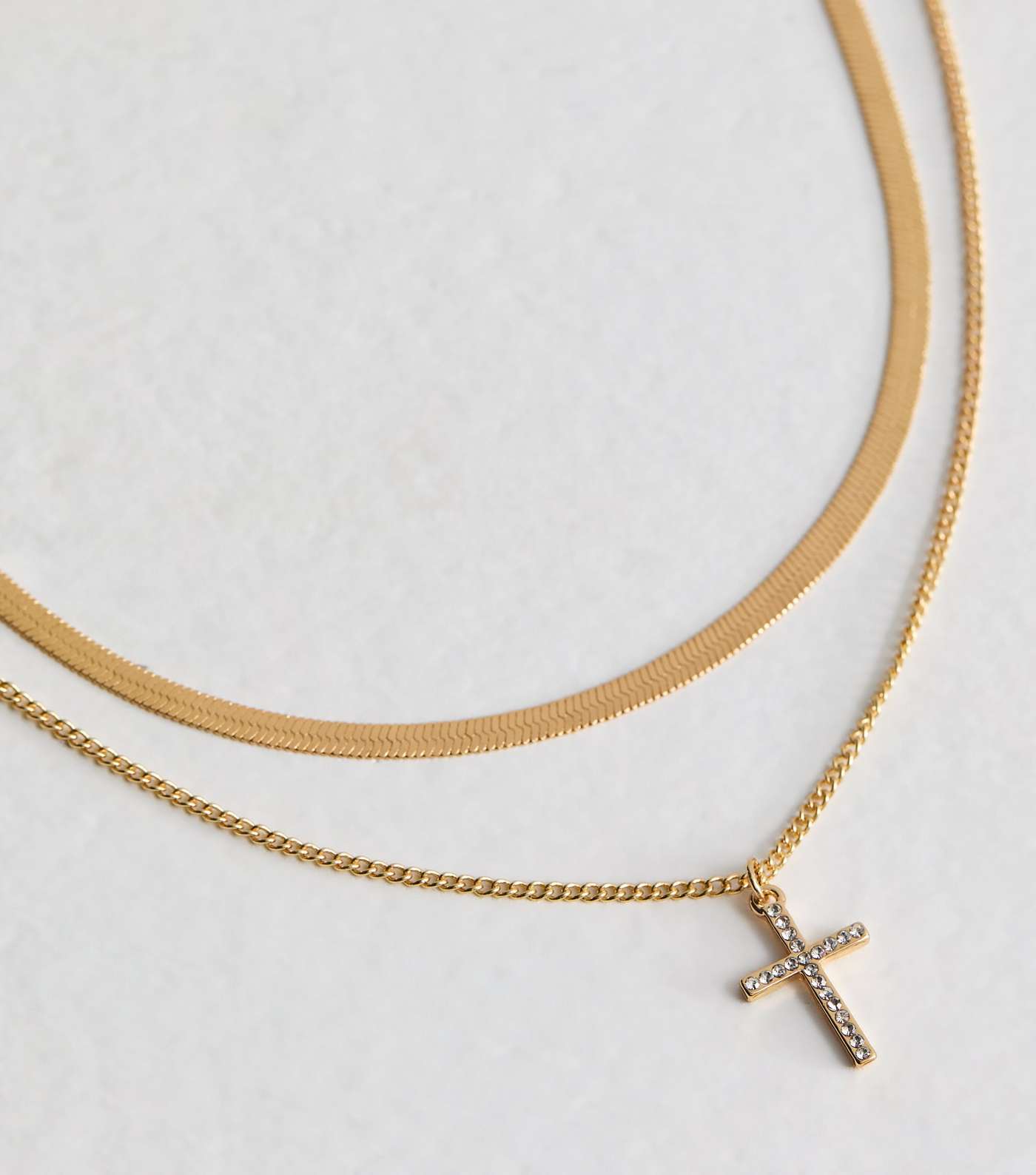 Gold Layered Cross Pendant Necklace Image 3