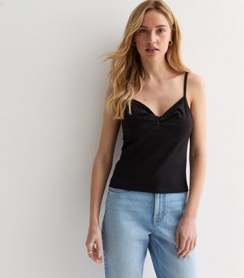 Black strappy shop vest top