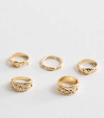 5 Pack of Gold-Tone Chunky Stack Rings 