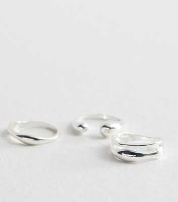 4 Pack of Silver Tone Chunky Stacking Rings