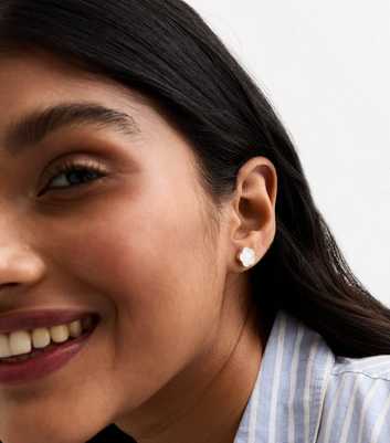 White Flower Stud Earrings