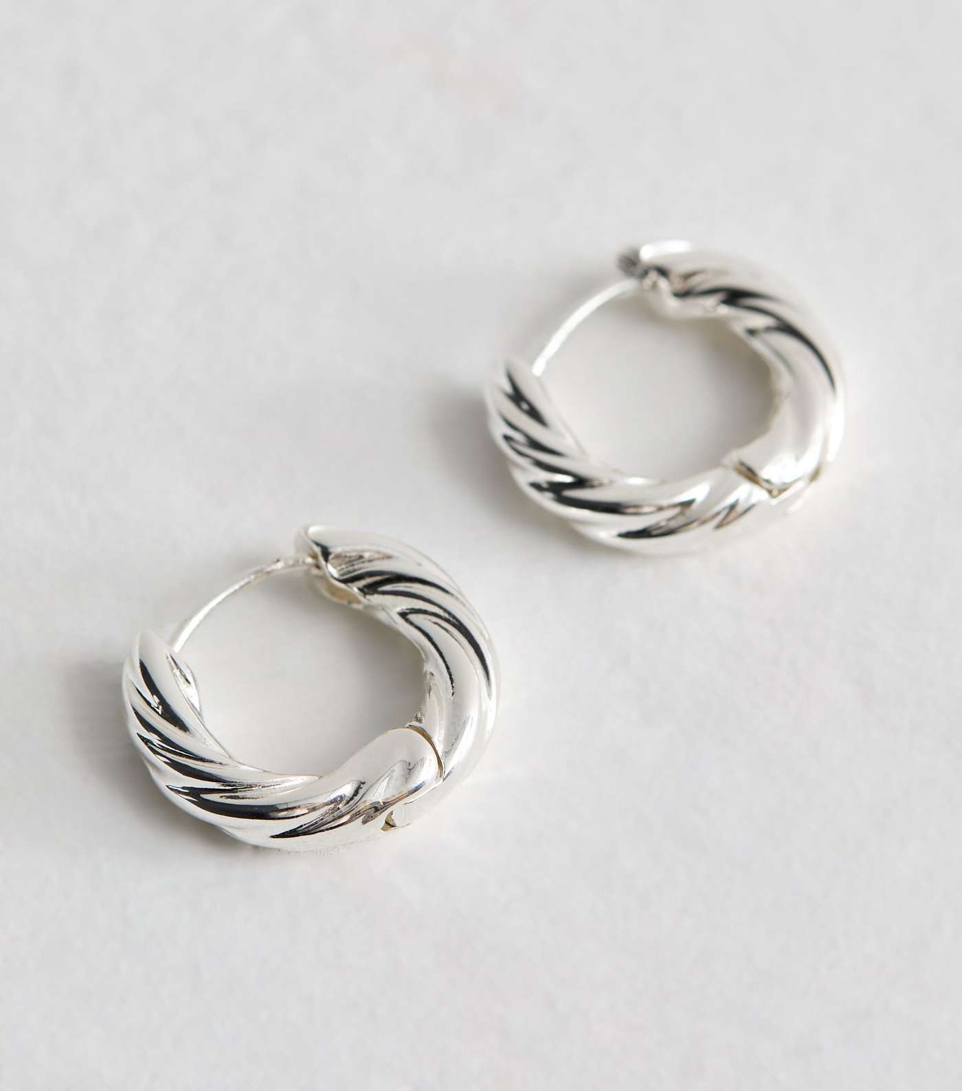 Real Silver Plate Twist Hoop Earrings Image 5