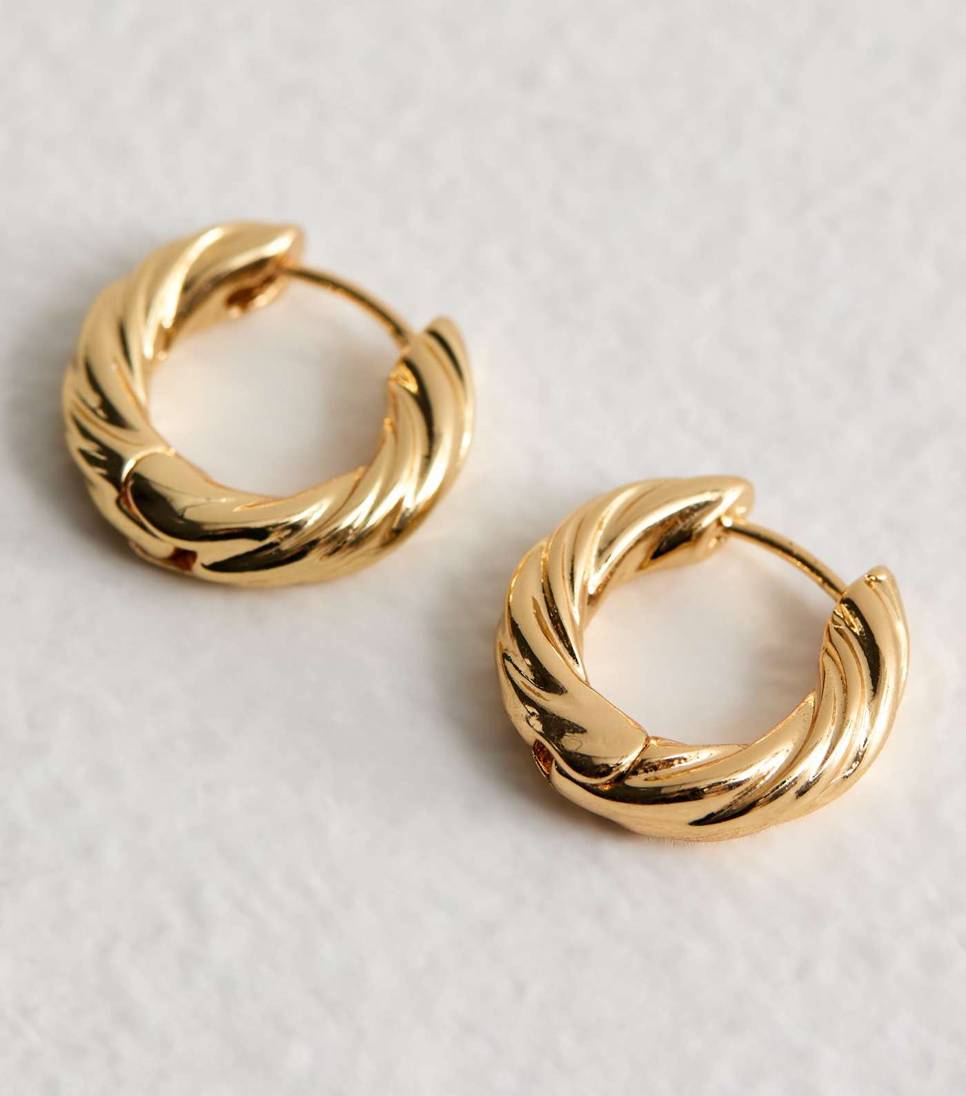 Real Gold Plate Twist Hoop Earrings Image 4