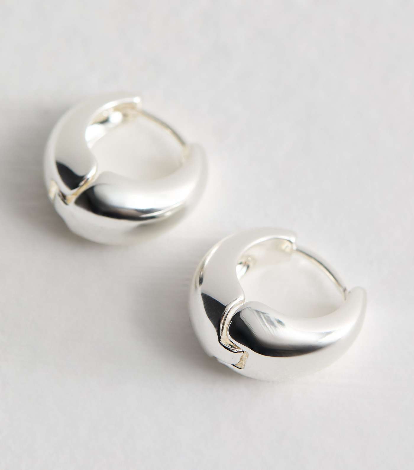Real Silver Plate Chunky Hoop Earrings Image 4