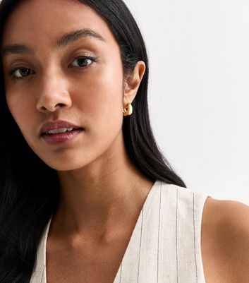 18ct Gold Plated Chunky Hoop Earrings New Look