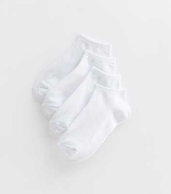 Girls 2 Pack White Cotton-Blend Trainer Socks