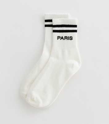 White Paris Sports Stripe Socks