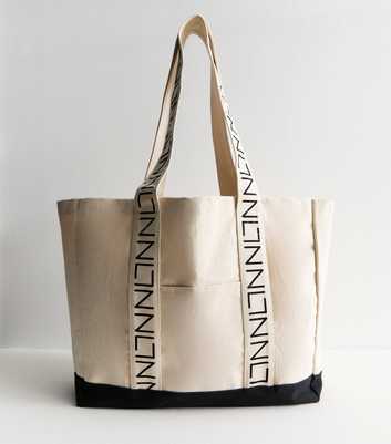 Off-White Logo-Strap Canvas Sporty Tote Bag