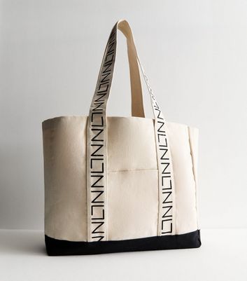 Off-White Logo-Strap Canvas Sporty Tote Bag | New Look