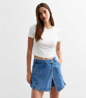 Blue Panelled Mini Skort