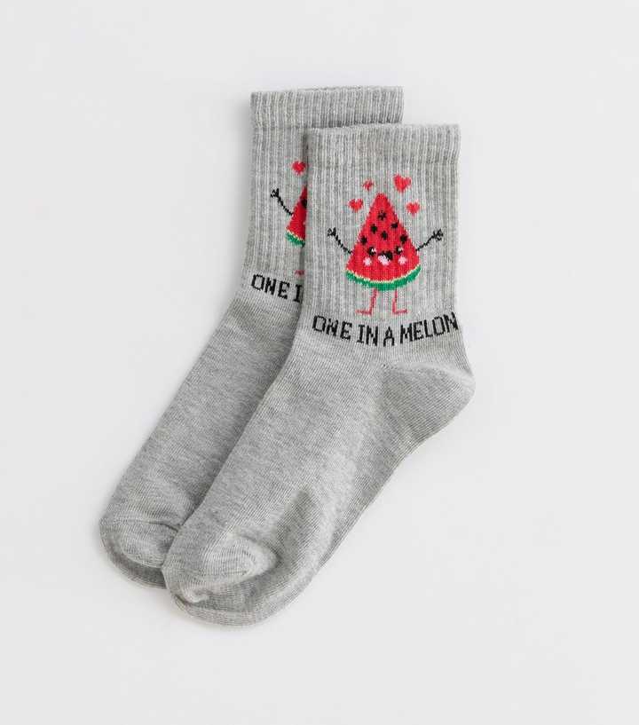 Grey One In A Melon Tube Socks 