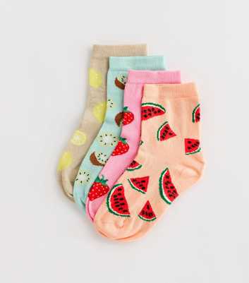 4 Pack Multicoloured Fruit Ankle Socks
