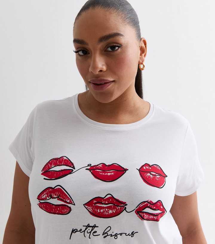 white t shirt with lips